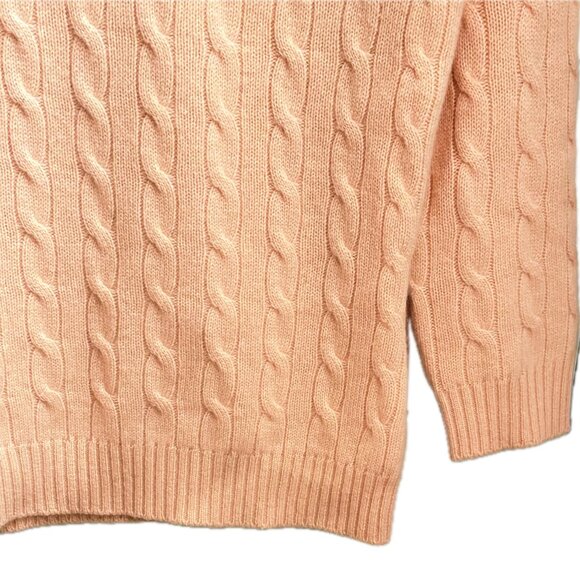 Vineyard Vines 100% Pale Coral Cashmere Cable Knit Sweater Womens M Crewneck EUC - Picture 4 of 6
